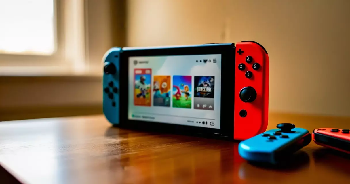 Nintendo Switch console and Joy-Con controllers on a desk