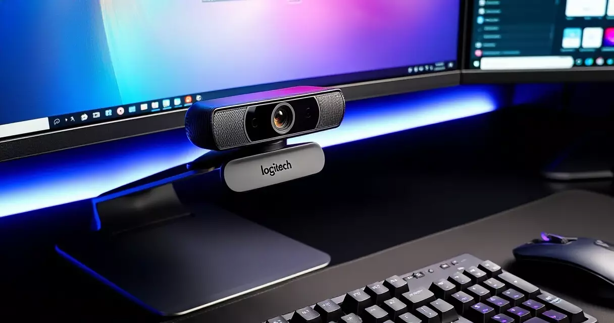 Logitech C922 Pro Stream webcam mounted on a gaming monitor