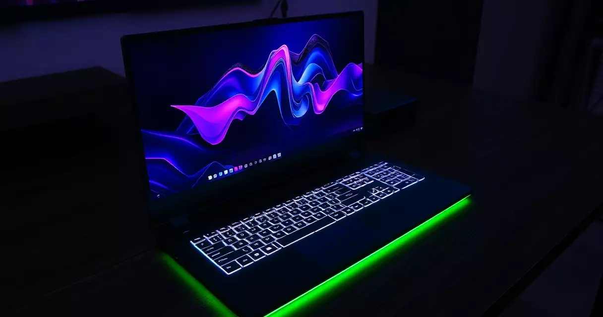 MSI Raider gaming laptop open on a desk with illuminated RGB keyboard