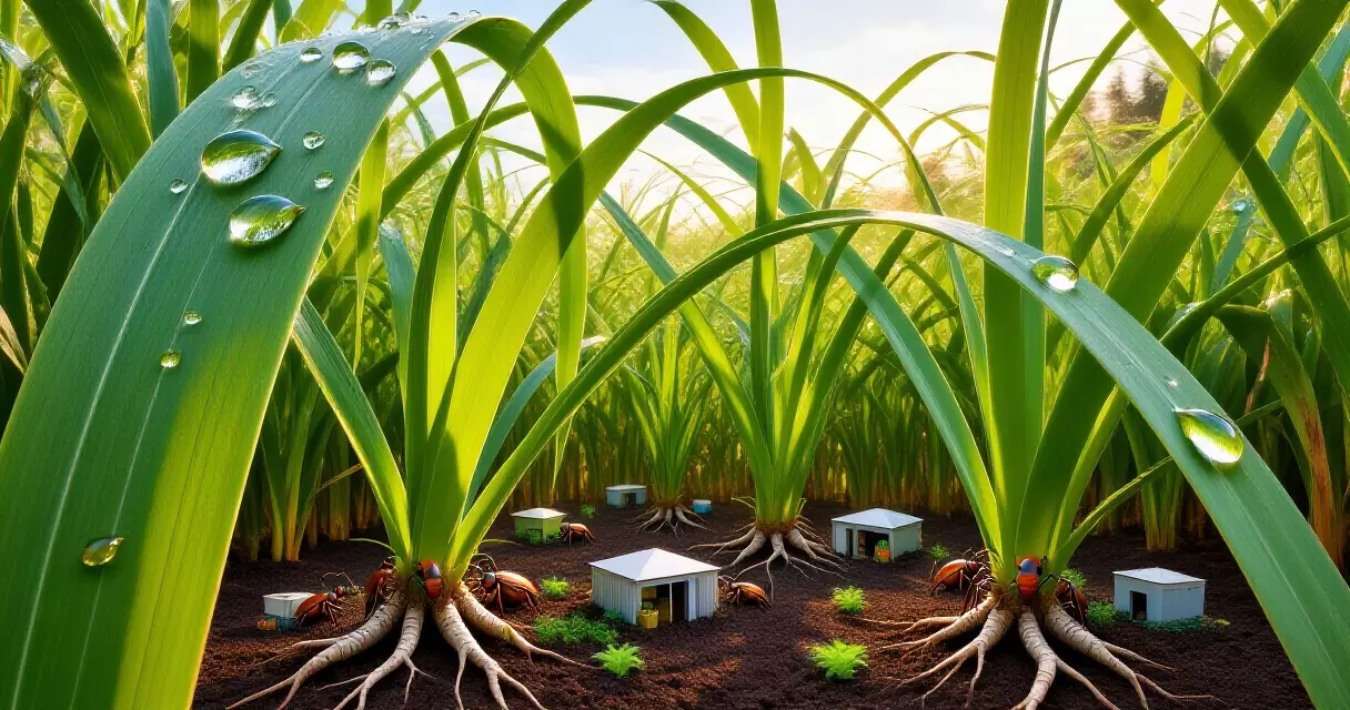 Miniature survival game environment with oversized insects and backyard scenery