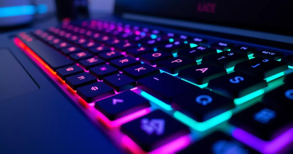 RGB gaming keyboard close-up WASD keys