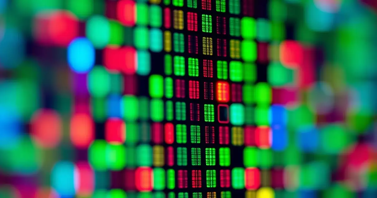 Macro view of monitor subpixels forming the pixel grid