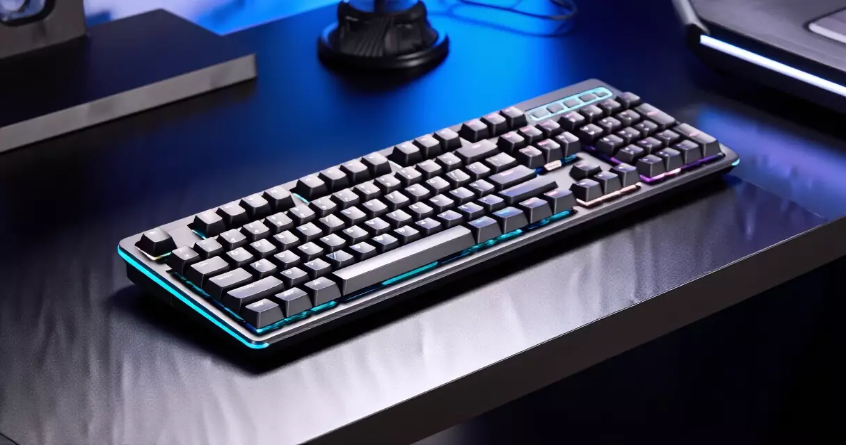 Elgato Stream Deck Plus showing physical dials and LCD touch bar on streaming desk