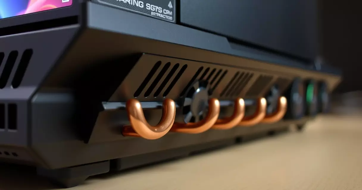 Close-up of MSI Raider rear cooling vents and exhaust fans