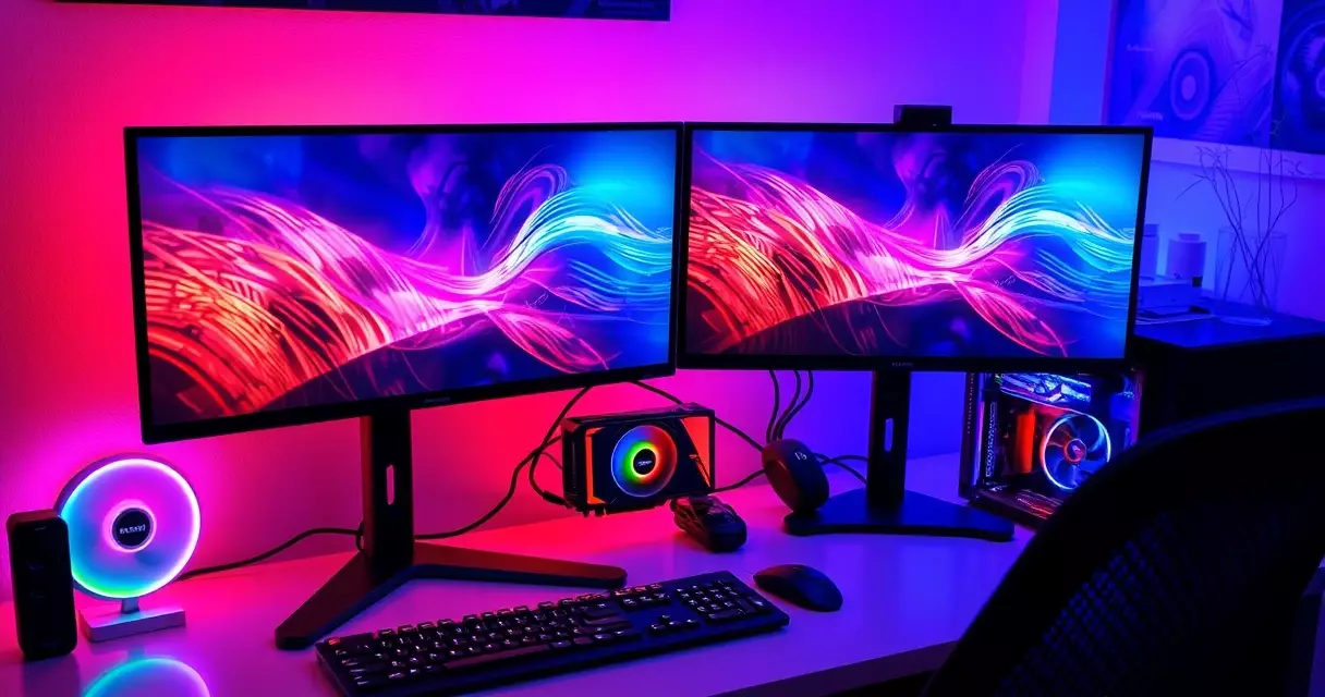 Gaming PC and monitor setup illustrating adaptive sync hardware choices