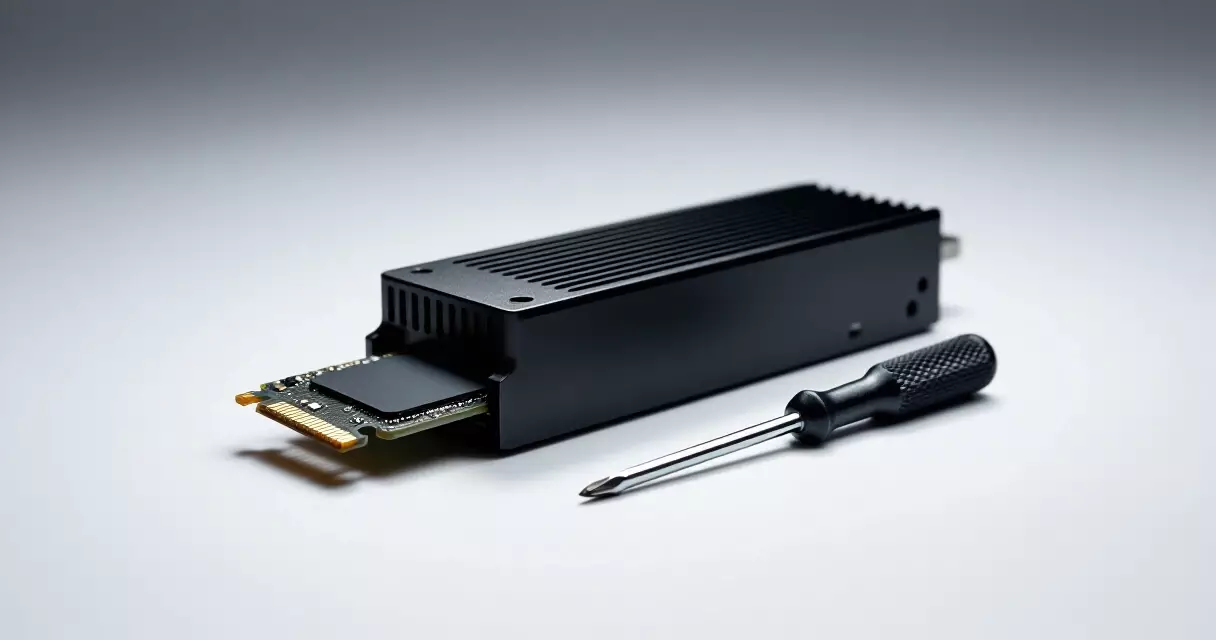 M.2 NVMe SSD with aluminum heatsink ready for PS5 installation
