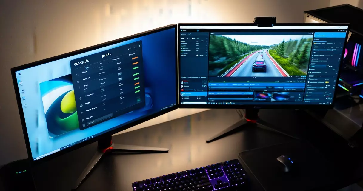 OBS Studio NVENC encoder settings panel open on a streaming PC setup