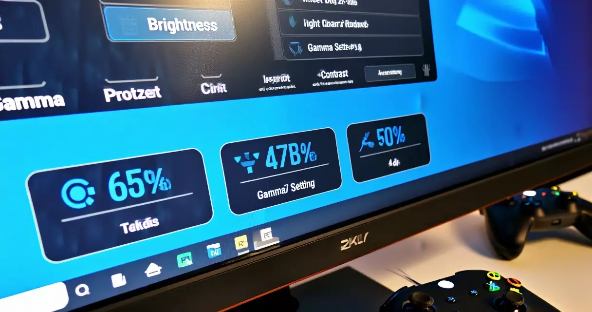 On-screen monitor menu showing brightness contrast and gamma adjustment controls