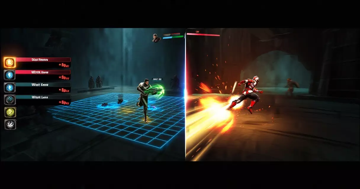 Side by side comparison of turn-based and action RPG combat systems