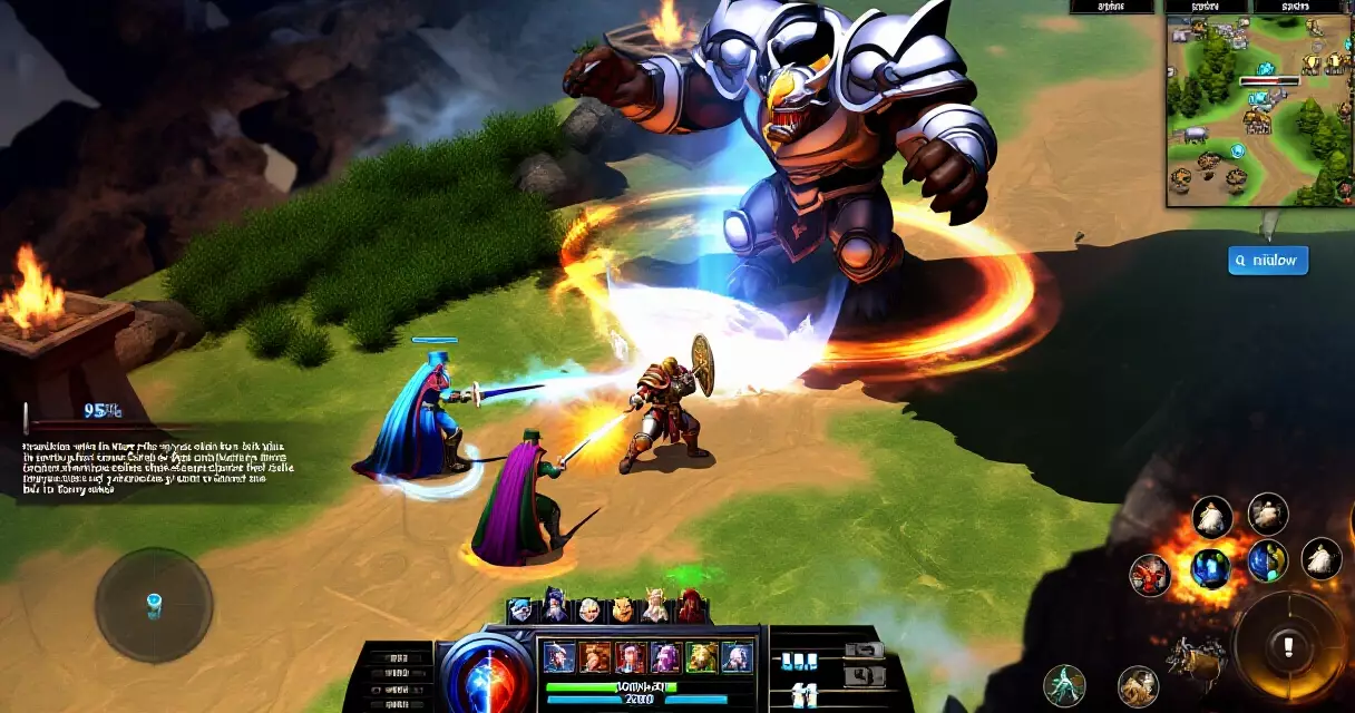 Multiplayer RPG party fighting a boss online together