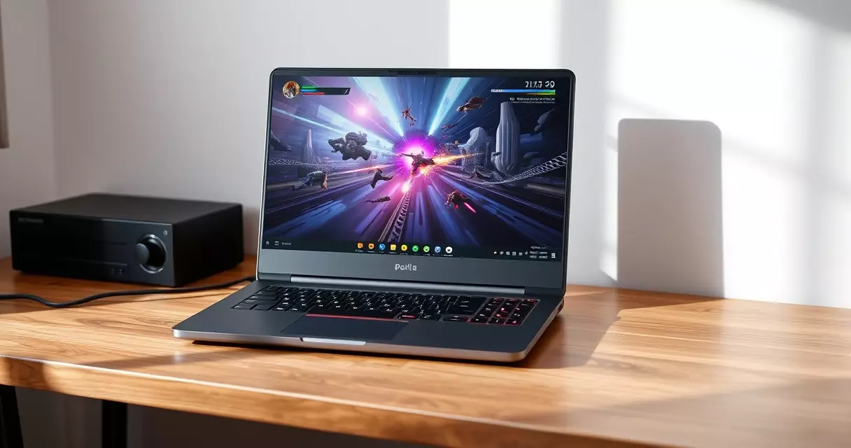 Lenovo Legion 5 gaming laptop open on a desk in natural light