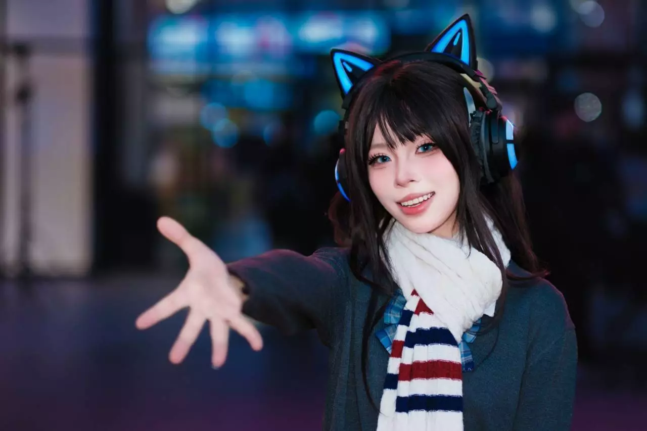 Young woman with cat ear headphones representing the vtuber streaming culture and industry growth in 2026